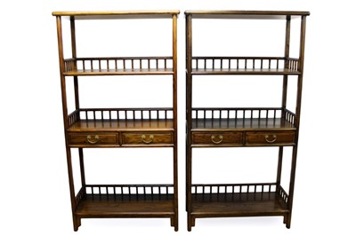 Lot 1353 - Pair of old Chinese hardwood open shelves