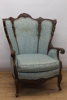 Lot 1354 - Late 19th century Continental carved wooden framed armchair