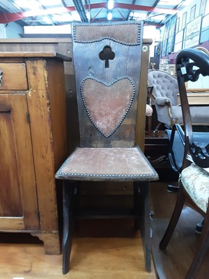 Lot 1116 - Oak Arts and Crafts side chair with studded upholstery