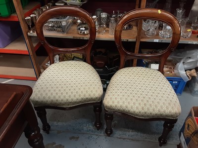 Lot 1123 - Set of six Victorian mahogany dining chairs with upholstered seats on turned front legs