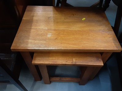 Lot 1130 - Contemporary oak nest of two occasional tables
