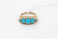 Lot 1605 - Victorian-style gold (9ct) turquoise coloured...