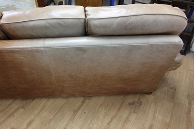 Lot 1392 - Modern tan leather three seater sofa