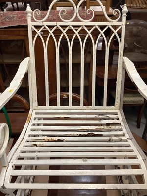 Lot 1131 - Interesting Gothic style metal rocking chair together with an Edwardian garden chair (2)