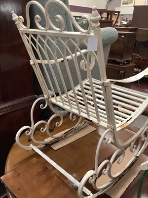 Lot 1131 - Interesting Gothic style metal rocking chair together with an Edwardian garden chair (2)