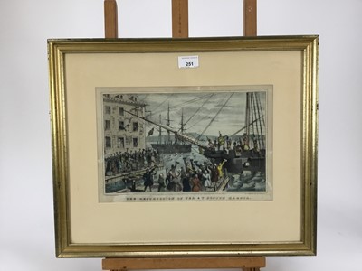 Lot 54 - Nathaniel Currier (1813-1888) rare lithograph - The destruction of tea at Boston Harbour