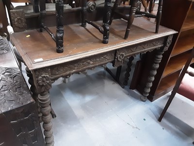 Lot 1132 - Six Victorian Suffolk chairs together with a Victorian carved oak hall table (7)