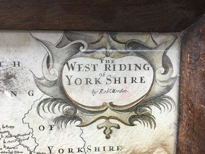 Lot 424 - Two 17th/18th century maps of Yorkshire mounted as trays, plated tray and framed mirror(4)