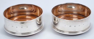 Lot 350 - Pair of contemporary silver wine coasters