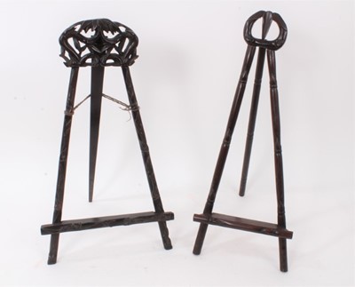 Lot 867 - Two late 19th century/early 20th century Chinese carved hardwood table easels