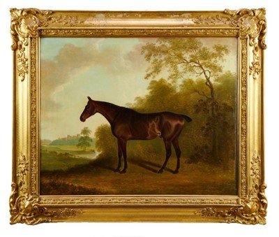 Lot 1217 - Charles Branscombe (active 1803-1819) oil on canvas - Bay Hunter in Landscape, signed and dated 1807 and inscribed Nottingham