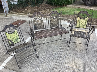 Lot 1136 - Very unusual garden set of folding design comprising two seater seat and pair of armchairs (3)