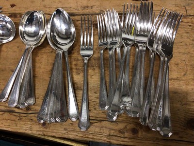 Lot 12 - Art Deco style silver plated service of cutlery, together with another service and other plateware