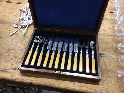 Lot 12 - Art Deco style silver plated service of cutlery, together with another service and other plateware