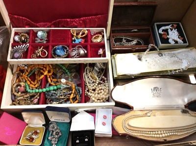 Lot 736 - Jewellery box and other boxes containing vintage costume jewellery