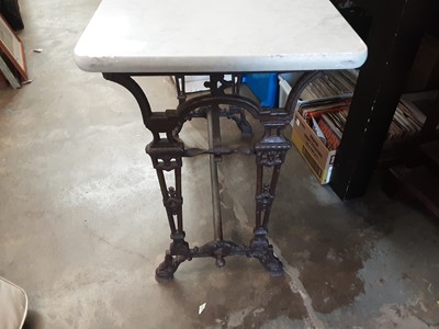 Lot 1141 - Victorian cast iron table with marble top, 78cm wide, 48cm deep, 72cm high