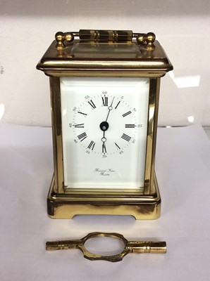 Lot 117 - Brass cased carriage clock by Bornard Freres, Bicester