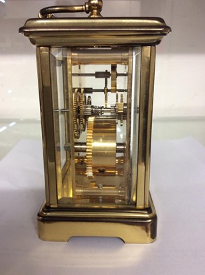 Lot 117 - Brass cased carriage clock by Bornard Freres, Bicester