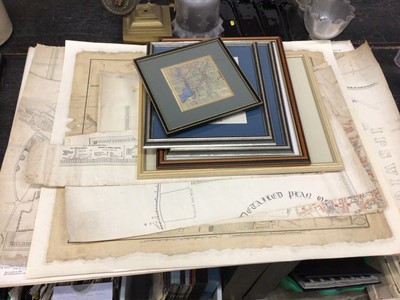 Lot 170 - Collection of unframed maps of Ipswich, together with framed Ipswich related maps and pictures