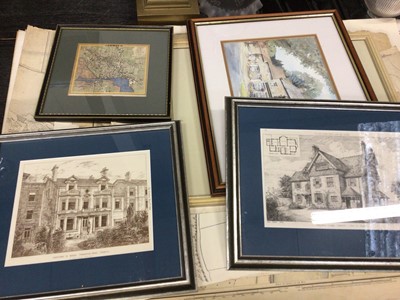 Lot 170 - Collection of unframed maps of Ipswich, together with framed Ipswich related maps and pictures