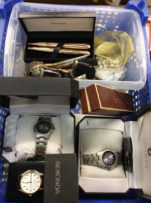 Lot 745 - Two Zurich sports watches and Sekonda wristwatch, all boxed, together with pens, pipe and sundries