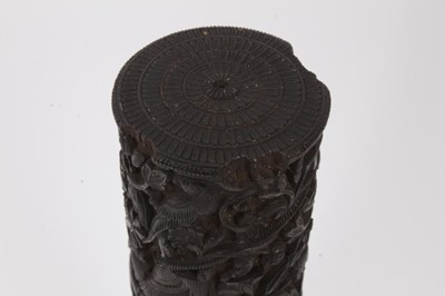 Lot 239 - 18th / 19th century Indian carved hardwood quill case decorated in high relief