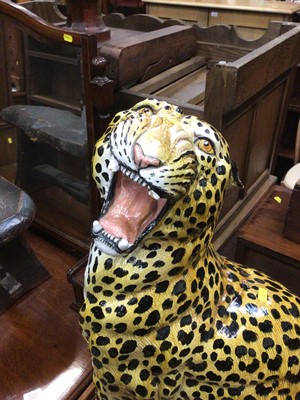 Lot 260 - Large ceramic model of a leopard, 68cm tall