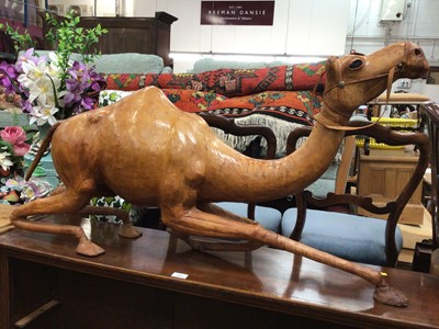 Lot 258 - Large leather model of a camel, 109cm long