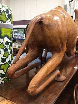 Lot 258 - Large leather model of a camel, 109cm long