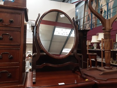 Lot 1157 - Mahogany framed dressing table mirror and a Victorian hall chair (2)