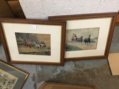 Lot 191 - Various pictures to include , Victorian hunting pictures, triptych mirror and sundries