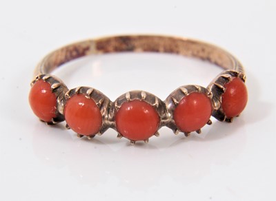 Lot 561 - Georgian coral five stone ring