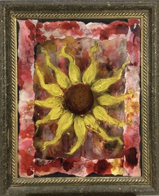 Lot 255 - Peter McCarthy (b. 1955) mixed media and collage - Sunflower, 53 x 43cm framed