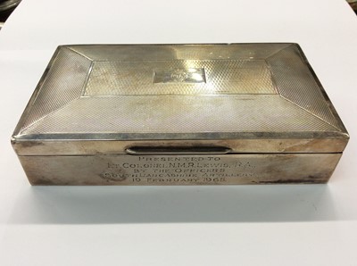 Lot 750 - Silver cigarette case with military presentation inscription, together with WWII medals and miniature medals