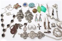 Lot 1623 - Group of silver and white metal Jewellerylery -...