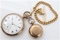 Lot 1626 - Gold plated pocket Watches, gilt metal Albert...