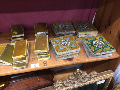 Lot 225 - Quantity of Victorian tiles, including square patterned tiles and plain rectangular ones