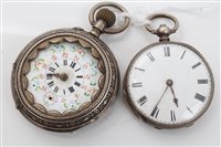 Lot 1627 - Silver cased fob Watches and a white metal...