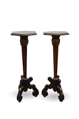 Lot 1458 - Fine and rare pair of late 17th century Dutch parcel gilt walnut candle stands