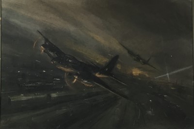 Lot 272 - Castle- WW II pastel study of RAF Bristol Beaufighters on a raid