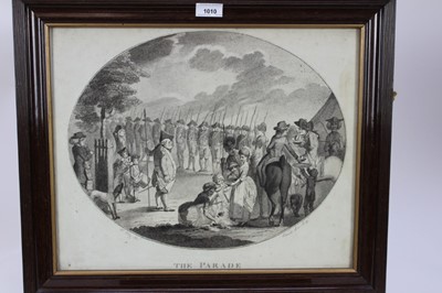 Lot 389 - Henry Bunbury (1750-1811) after Edmund Scott, stipple engraving, The Parade, 36 x 44cm, glazed frame