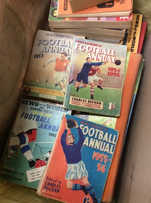 Lot 351 - Group 1950s football annuals, vintage games, scrap books, stamp albums and other empherma