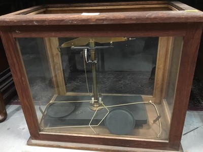 Lot 354 - Old chemical balance in glazed case