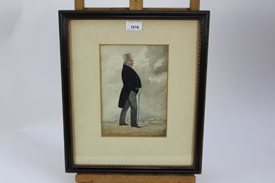 Lot 1018 - Richard Dighton (1795-1880) pencil, pen and watercolour, portrait of a Gentleman in profile, signed and dated '67, 24.5 x 16cm