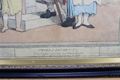 Lot 1022 - Isaac Cruickshank (1789-1856) hand coloured etching, A Muddy, A Sketch in Bond Street, published S W Fore's. 1800. 25.5 x 36cm, framed