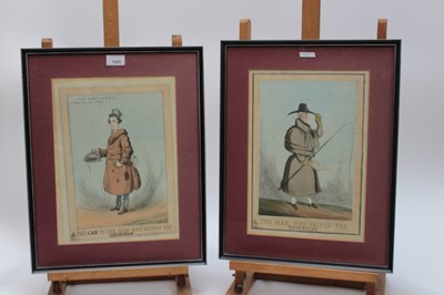 Lot 1025 - William Heath (1795-1840) pair of hand coloured etchings, The Cad to the Man Wot Drives the Sovereign, The Man Wot Drives the Sovereign, published T McLean 1829, both 34 x 24cm, framed