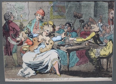 Lot 1030 - James Gillray (1756-1815) hand coloured etching, The Injured Count S, published C. Morgan, 28 x 37cm