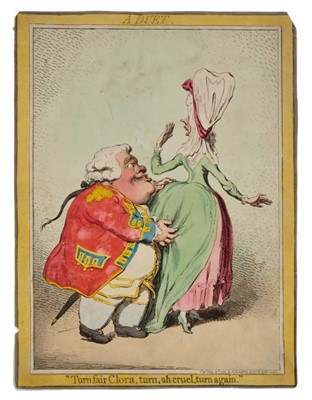 Lot 1041 - James Gillray (1756-1815) hand coloured etching, A Duet, published H Humphrey 1792, 33 x 24.5cm