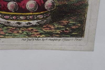 Lot 1046 - James Gillray (1756-1815) hand coloured etching, Lordly Elevation, published H. Humphrey 1802, 27 x 21cm