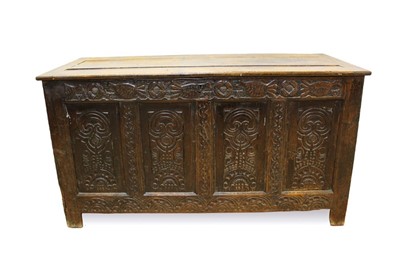 Lot 1407 - A 17th century oak coffer